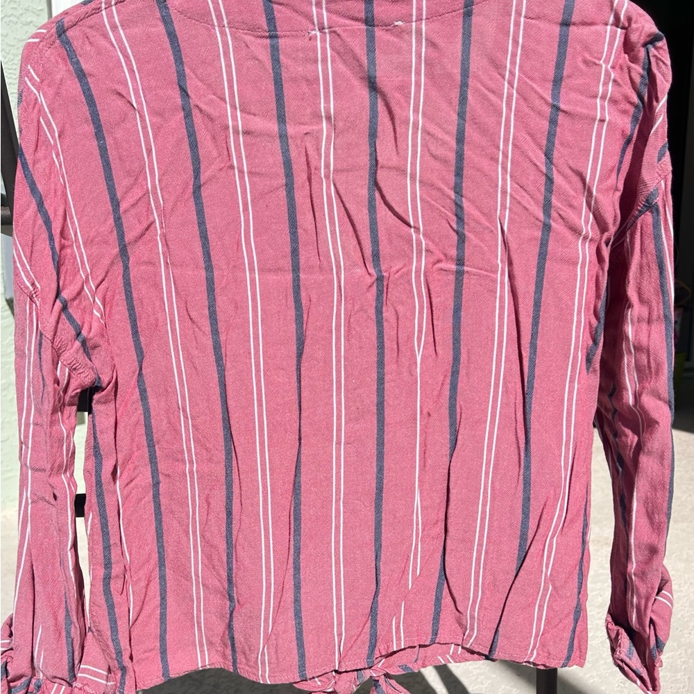 Pink Rose Striped Button-Down Shirt in Pink and Blue - Picture 2 of 3
